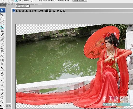 Photoshop黑白命令为古装MM调出水墨效果