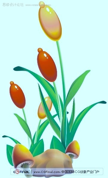 CorelDRAW绘制可爱的卡通蘑菇与花朵
