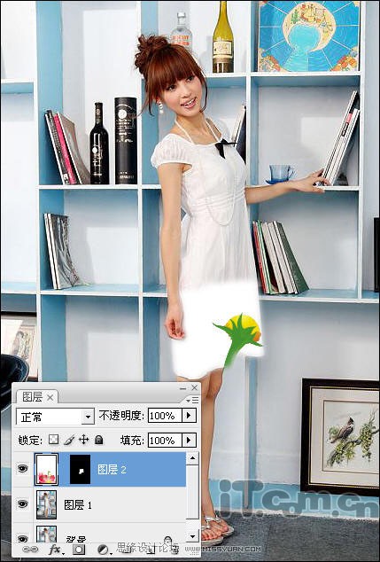 Photoshop为美女衣裳添加花纹特效