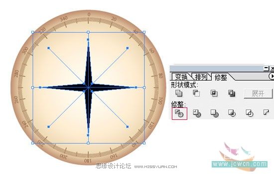 Illustrator简单绘制金色指南针