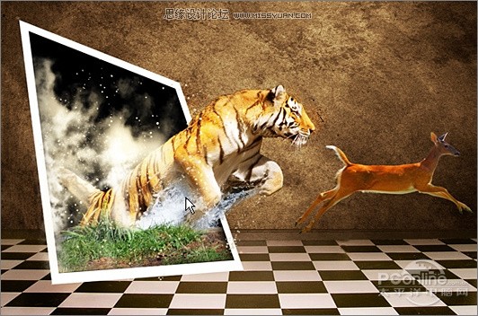 photoshop CS4打造老虎逐鹿图像合成特效 Photoshop视频教程:合成老虎逐鹿图像特效