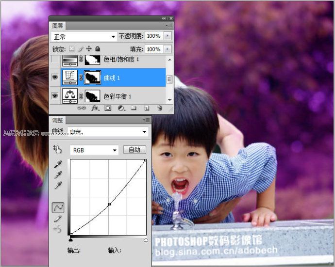 Photoshop调出梦幻童年紫色调效果