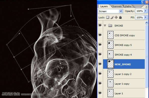 Photoshop利用烟雾做出超酷的骷髅效果