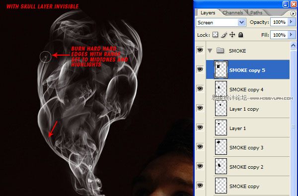 Photoshop利用烟雾做出超酷的骷髅效果