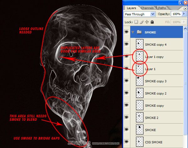 Photoshop利用烟雾做出超酷的骷髅效果
