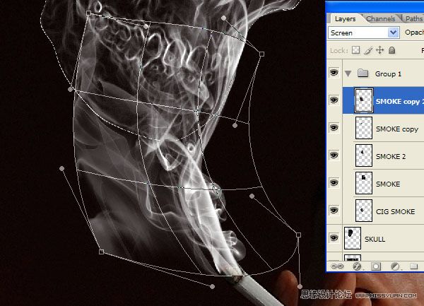 Photoshop利用烟雾做出超酷的骷髅效果