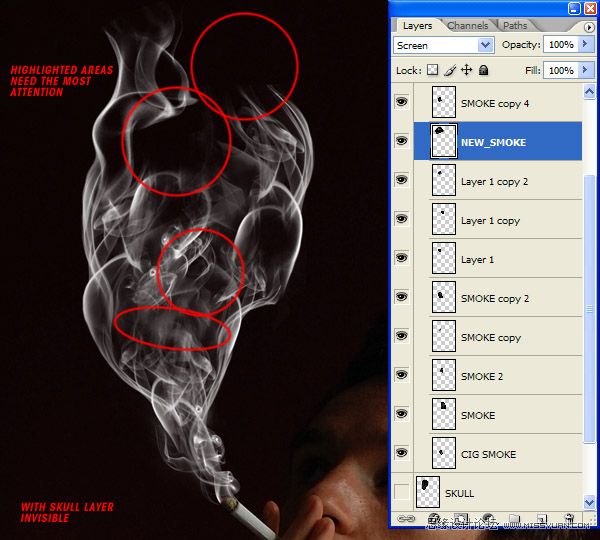 Photoshop利用烟雾做出超酷的骷髅效果