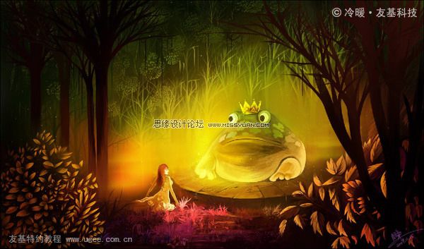 绘画教程：友基温暖插画教程《青蛙王子》
