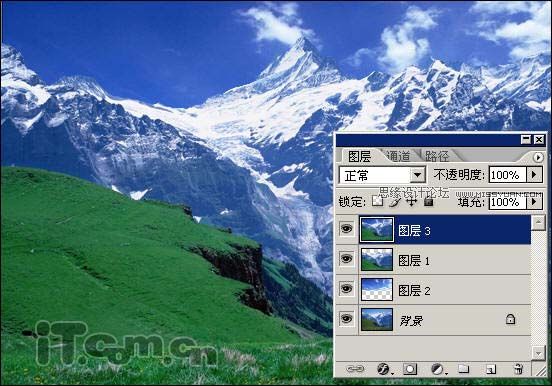 Photoshop合成梦幻的雪山一角实例