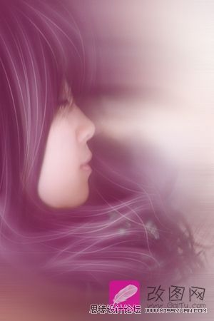 Photoshop将手机照转成紫红调仿手绘效果