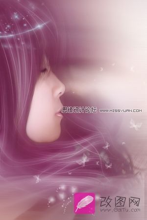 Photoshop将手机照转成紫红调仿手绘效果