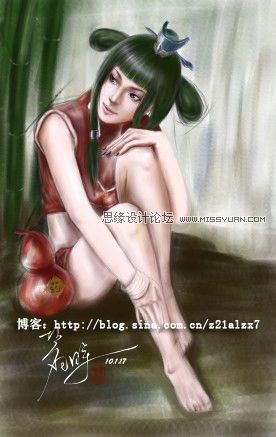 Photoshop鼠绘教程:绘制林中静思的仙子