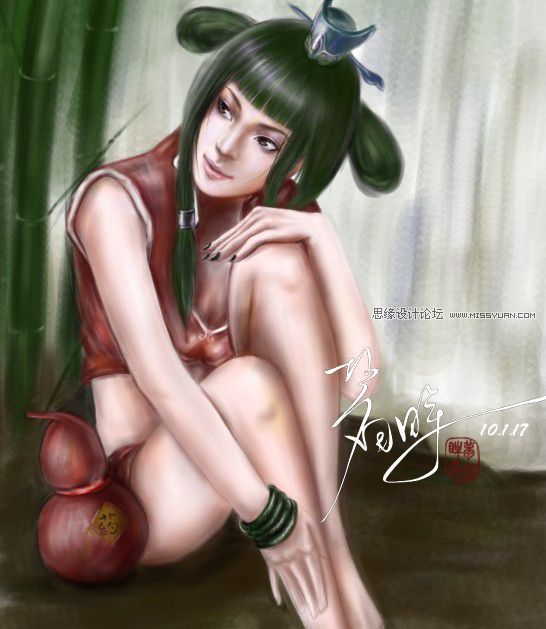 Photoshop鼠绘教程:绘制林中静思的仙子