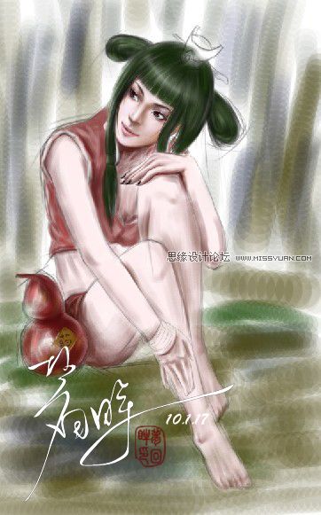 Photoshop鼠绘教程:绘制林中静思的仙子