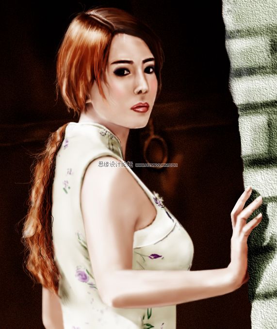Photoshop手绘中国风的旗袍美女