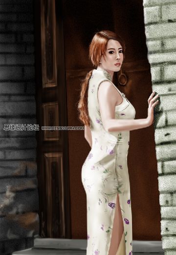 Photoshop手绘中国风的旗袍美女