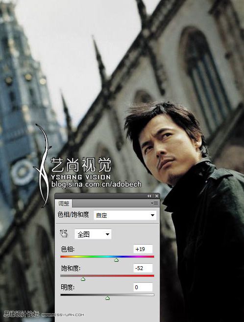 Photoshop调出上海滩男人泛黄色调