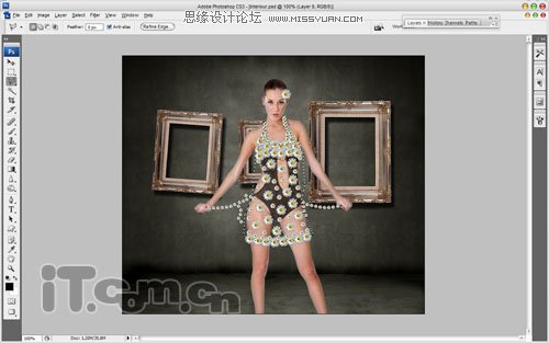 Photoshop为美女制作一条透明的环保花裙子