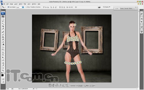 Photoshop为美女制作一条透明的环保花裙子