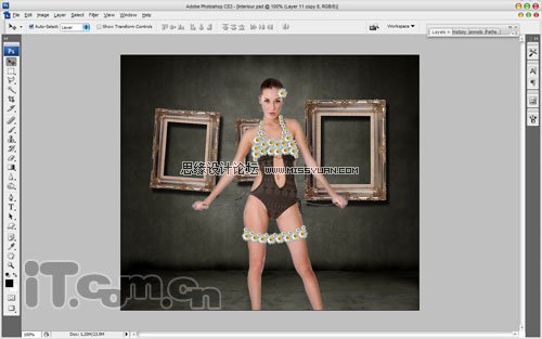Photoshop为美女制作一条透明的环保花裙子