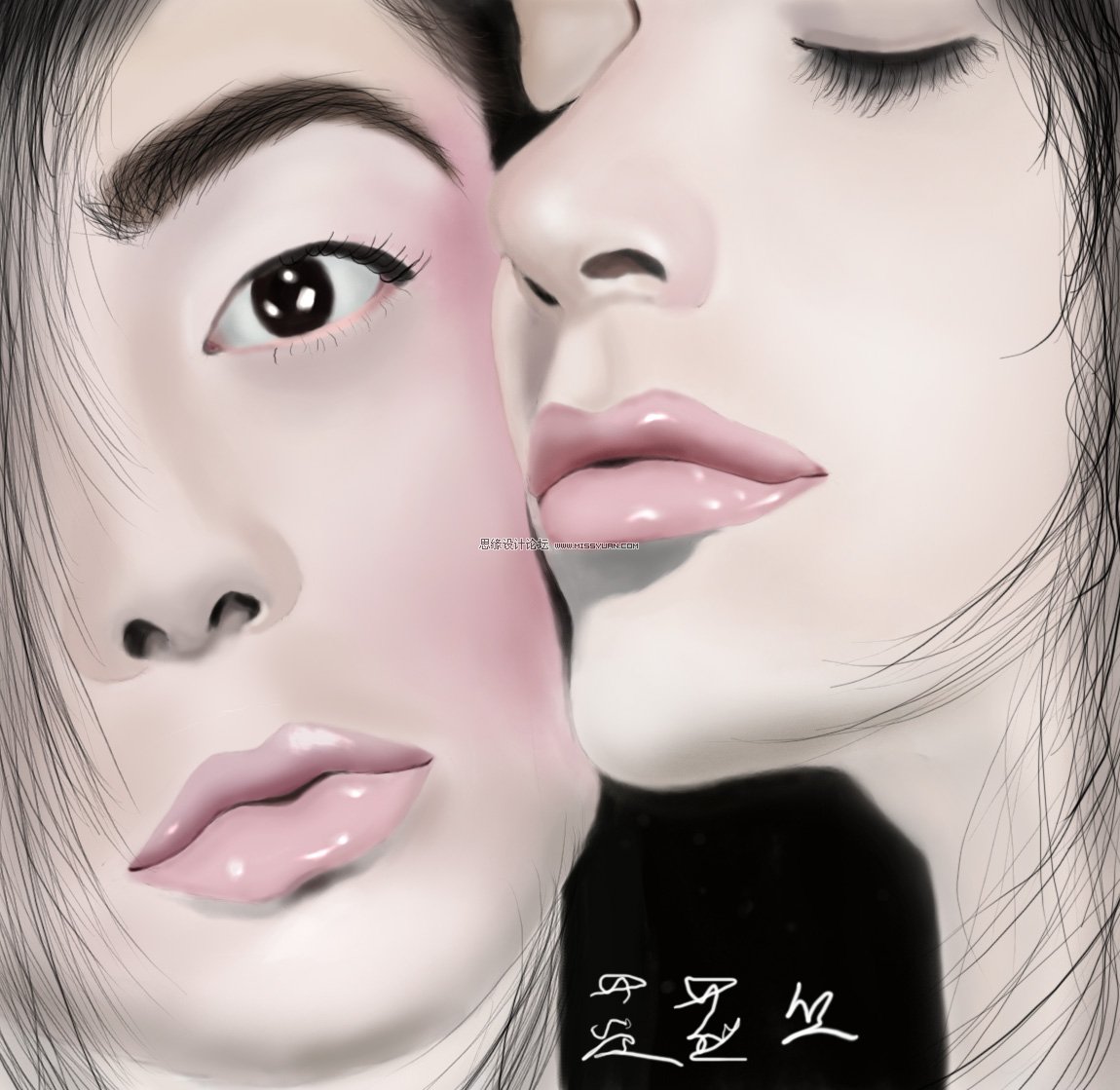Photoshop鼠绘恩爱的情侣头像