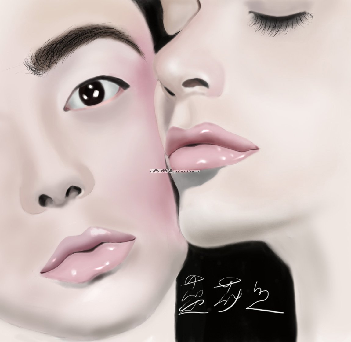 Photoshop鼠绘恩爱的情侣头像