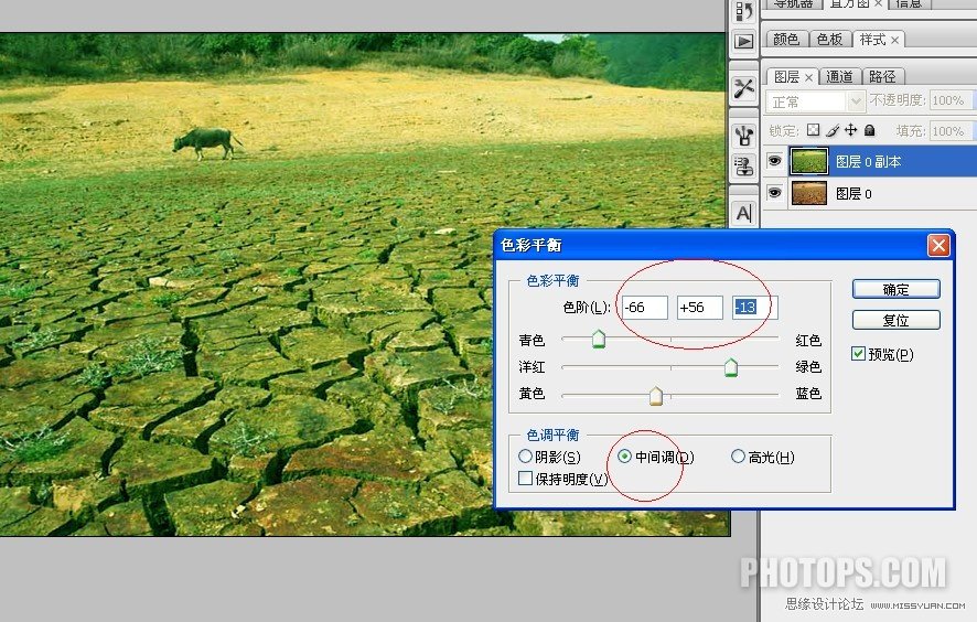 Photoshop为干旱的土地加一汪绿色的清水