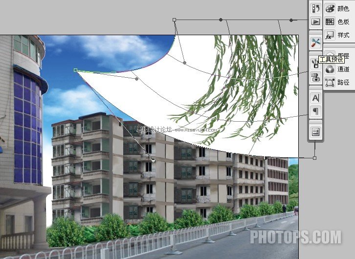 Photoshop修复地震后损毁的楼房街道