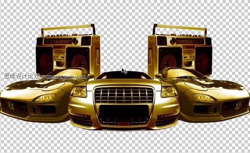 Photoshop合成超酷的金色汽车海报