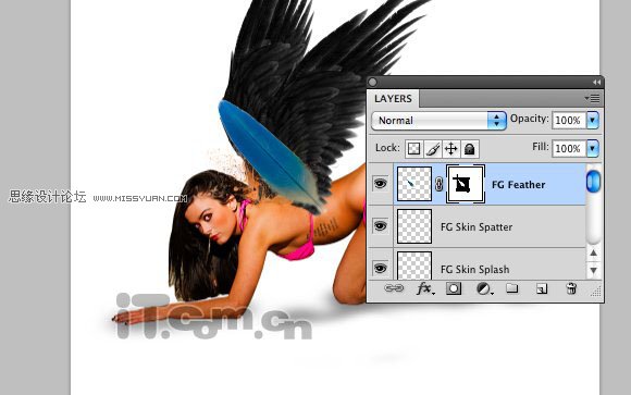 Photoshop合成性感的黑翼美女精灵