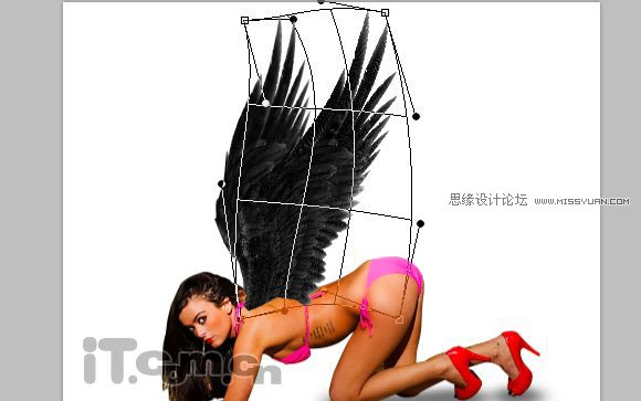 Photoshop合成性感的黑翼美女精灵
