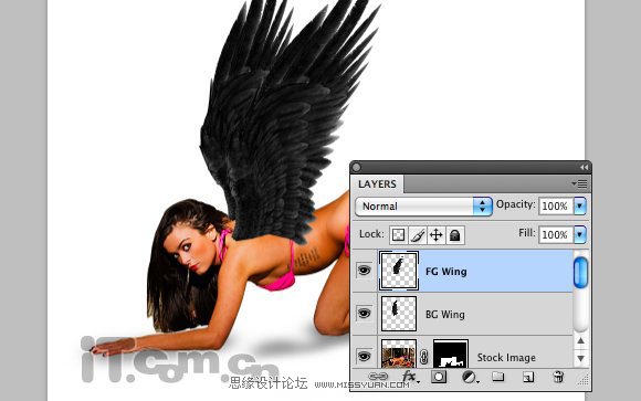 Photoshop合成性感的黑翼美女精灵