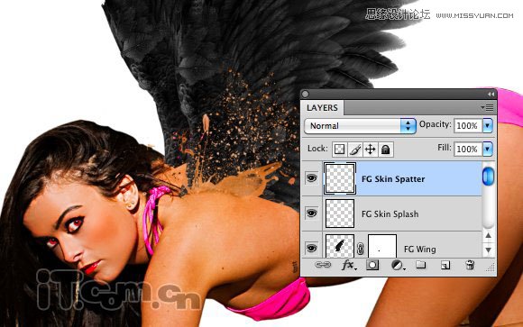 Photoshop合成性感的黑翼美女精灵