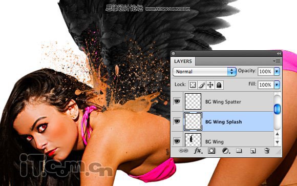 Photoshop合成性感的黑翼美女精灵