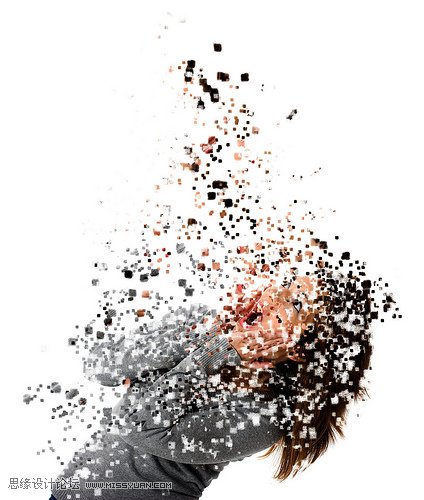 Photoshop制作人物的数字化分解效果