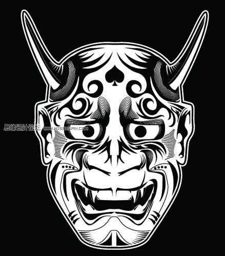 illustrator绘画教程:绘制恶魔的面具图腾插画 - 矢