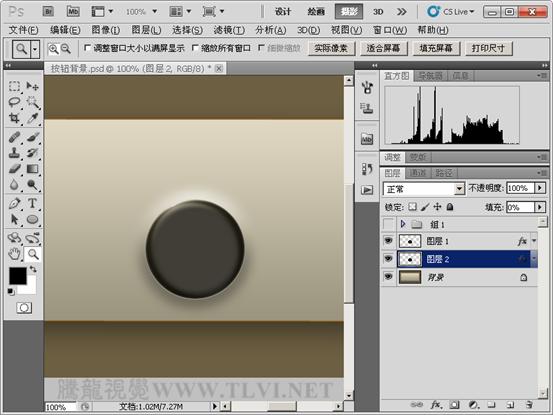 Photoshop样式教程:制作怀旧风格磨光按钮特效