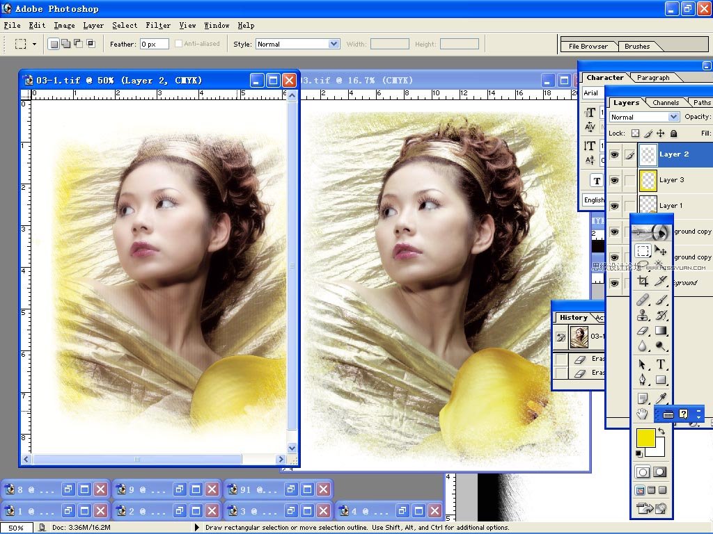 Photoshop为婚纱艺术照片添加艺术磨砂边框