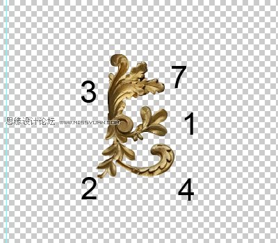 Photoshop打造炫丽的金色花纹字教程