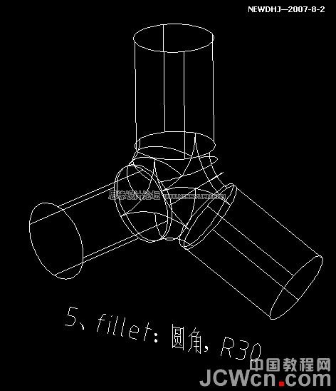 AutoCAD三维建模教程:三通管的制作过程
