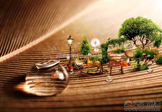 فوتوشوب رسم مصغر من مشاهد الغابات ، والبرامج التعليمية وتبسيط العمليات ، ويب حافة الدروس التفكير