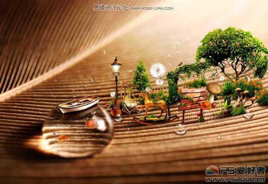 فوتوشوب رسم مصغر من مشاهد الغابات ، والبرامج التعليمية وتبسيط العمليات ، ويب حافة الدروس التفكير
