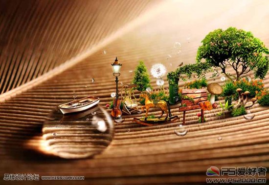 فوتوشوب رسم مصغر من مشاهد الغابات ، والبرامج التعليمية وتبسيط العمليات ، ويب حافة الدروس التفكير