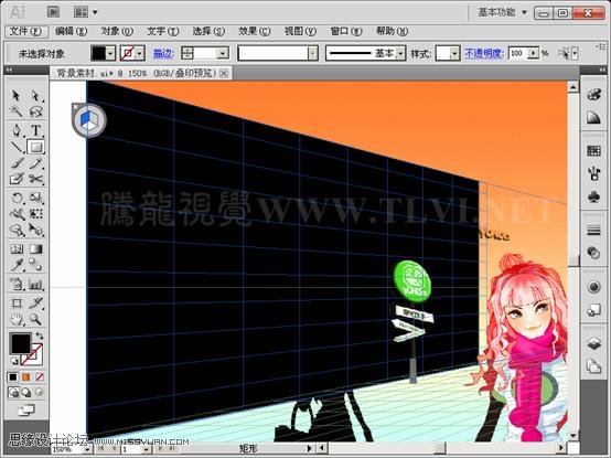 Illustrator CS5新功能:透视网格制作饭店效果图