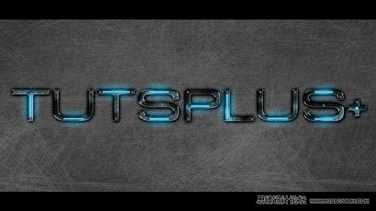 Photoshop制作发着蓝光的金属立体字