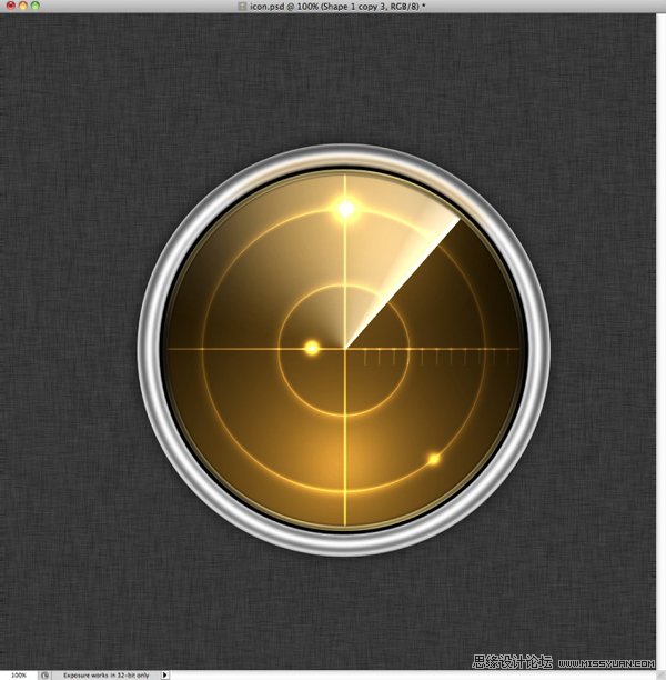photoshop转载教程金属的雷达图标-绘制质感excel线粗怎么绘制图片