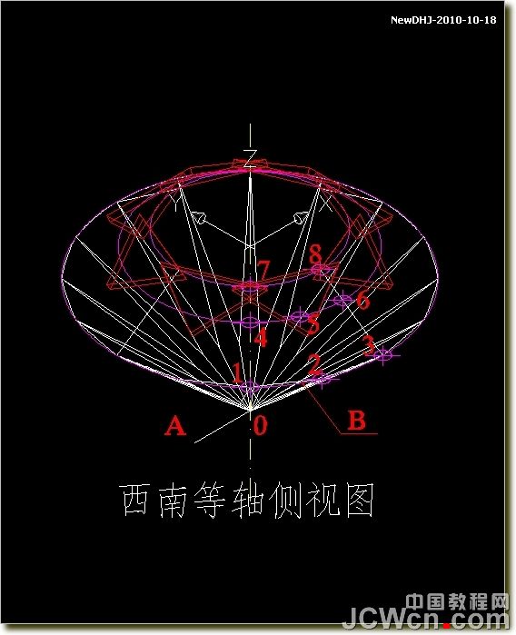 AutoCAD建模教程:绘制八心八箭的钻石