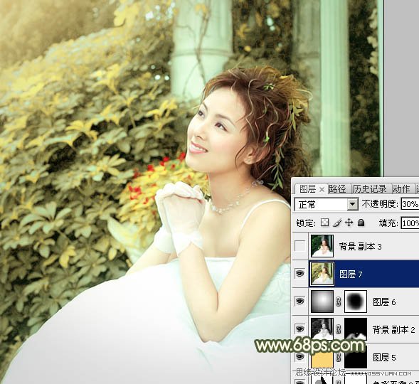 Photoshop调出外景婚片淡黄的蜜糖色
