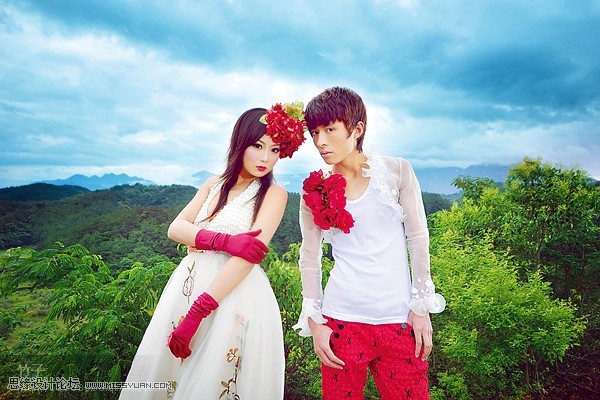 Photoshop调出婚片清新的亮彩色调