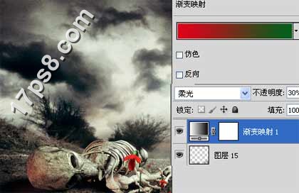 Photoshop合成骷髅与玫瑰结合的死亡场景